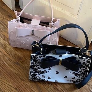 Betsey Johnson Pink Floral Embossed and Black and white floral Shoulder  Bags.